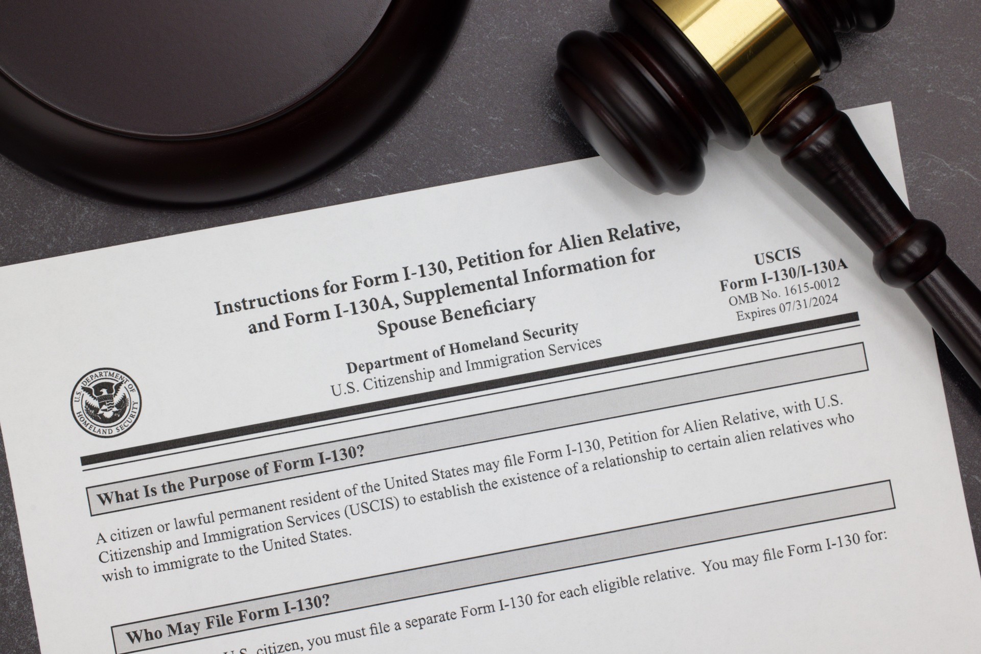 Immigration Legal Form I-130 Petition for Alien Relative